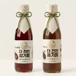 들녘 전통압착 더 진한 통참깨100퍼센트 참기름 + 통들깨100퍼센트 들기름, 350ml, 2병, 1세트